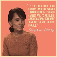 Aung San Suu Kyi–The Burmese democracy activist is a symbol of hope to the world.