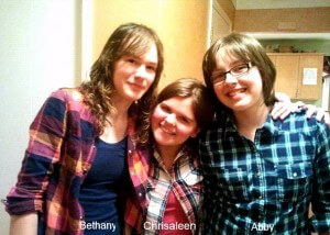 Three junior high Opportunity supporters go "Plaid for People" and tell their story on Opportunity Canada's blog. (From left: Bethany, Chrissy and Abby).