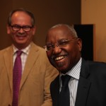 The Governor of DRC’s Central Bank (right) and Colin McCormack, Opportunity’s Managing Director, Africa.
