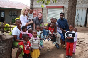 Roberto and I with Opportunity Tanzania's COO Ross Nathan (right) and children at the Faraja Centre.