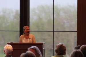 Betty Jane Hess addresses the attendees of Tuesday's Joy in Giving event.