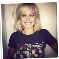 Actress Malin Akerman wore her Opportunity shirt for World Food Day this week to promote an end to global hunger.