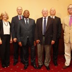 From left: Lagaillarde; Jane Nelson, member, Opportunity DRC Board of Directors; Harry Turner; Governor of Central Bank; Keith Flintham; Ambassador Entwistle; Colin McCormack.