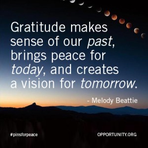 Gratitude makes sense, and peace, of our world.