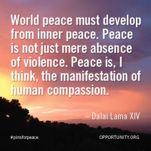 Compassion and love, not merely non-violence, are the essence of peace.