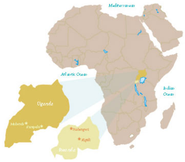 Uganda and Rwanda Map